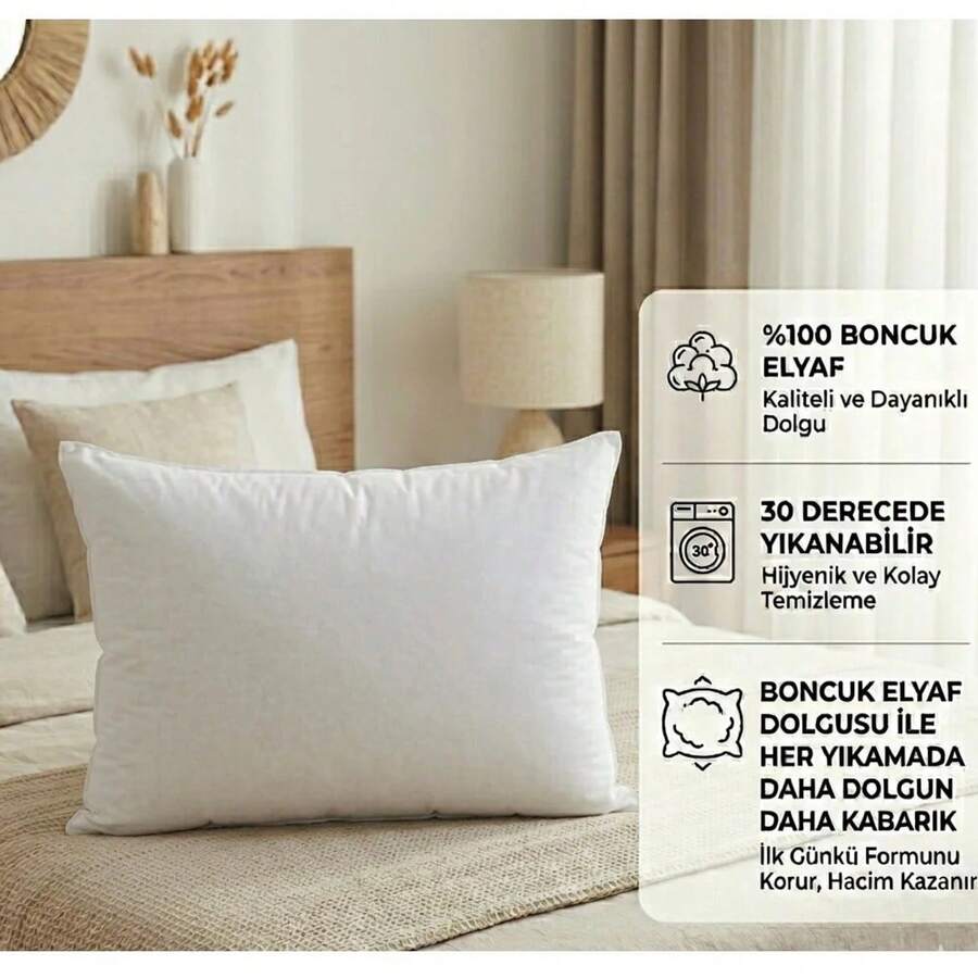 Soft & Comfortable Pillow | Premium Pillow Made In Turkey 30*50 1 I 2 I 4 Pieces - White - View 1