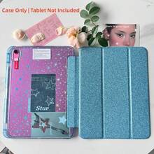 Star Case 相容於 Ipad (A16) 第11代/第10代 10.9吋 2025新款平板保護殼，Air8 11吋 (2026新款) 壓克力透明防彎曲背板，Air 4/5/6/7 亮面保護殼，Air11，三折設計，內建筆槽，支援自動休眠/喚醒功能，黑色 (不含平板配件) - 彩色 - 查看 14