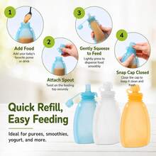 3pcs/2pcs/1set Reusable Baby Food Pouches, Silicone Milk Bags, Squeeze Style Food Storage Bags, Refillable & Washable, Suitable For Yogurt, Apple Sauce - Multicolor - View 13