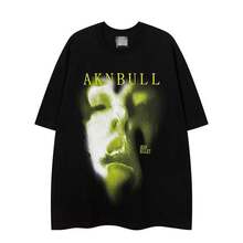 High-Quality Pure Cotton Short-Sleeved T-Shirt For Men And Women, With Ghost Portrait Print, European And American Hip-Hop Style, Fashionable And Urban Style For Summer. - trắng - Xem 2