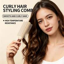 1pc Curling Hair Brush, Cartoon Styling Comb, Inward Curved Comb, Hair Styling Tool - Apricot - View 5