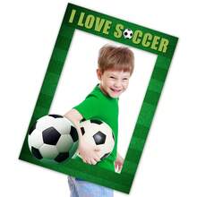 Acessórios para Cabine de Fotos de Aniversário de Futebol, Moldura de Foto de Papel com Enfeites de Barba Falsa, Suprimentos de Decoração de Festa com Tema Esportivo para Dia de Jogo e Festa Familiar - A - Visão 1