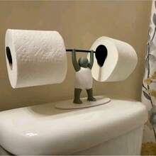 Ein lustiger und origineller Toilettenpapierhalter mit Gewichtheber-Motiv: Hergestellt aus einem einzigartigen 3D-gedruckten Kunststoff, steht er von alleine auf dem Toilettentank und eignet sich perfekt zur Dekoration von Bad und Küche. - Einheitsgröße - Übersicht 1