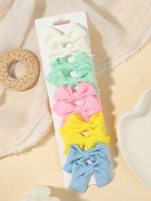 10pcs Waffle Texture Bow Hair Accessories, Gentle Style Daily Wear Hair Decor Set - Mixed color - View 21