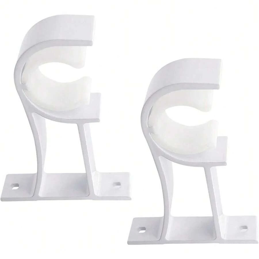 2 Pack Curtain Rod Bracket – Heavy Duty White Curtain Rod Holders For 1 Inch Drape Rods, Single Wall Mount Hook Support For Curtains, Drapery Hardware - por defecto - Ver 1