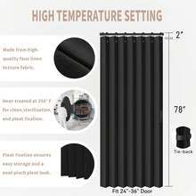 Accordion Style Folding Door Curtains DoorwaysCloset, Room Divider Pleated Drapes With Hooks Interior Living RoomBedroomOpen Closet, Black, W39x L78 Inches, 1 Panel - 39"W X 78"L (Pack Of 1) + Black - View 2