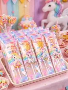 100 piezas Bolsas de caramelos transparentes de unicornio, Bolsas de regalo con cierre automático de unicornio, Bolsas de caramelos transparentes de fiesta de cumpleaños de unicornio, Bolsas para piruletas de baby shower, Bolsas de fiesta con tema de unicornio, Decoración de mesa de boda, Decoración de despedida de soltera, Decoración para revelación de género, Bolsas de embalaje de aperitivos, Bolsas de regalo pequeñas, Bolsas para hornear galletas, Regalos de cumpleaños para niñas, Recuerdos de fiesta - Unicornio de moda mixta - Ver 2