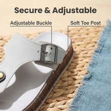 FZY Women's Sandals For Spring And Summer, Cork Texture Sandals, Adjustable Metal Buckle Non-Slip Flat Shoes, Fashion Faux Leather Slippers Versatile. - 紫色 - 查看 9