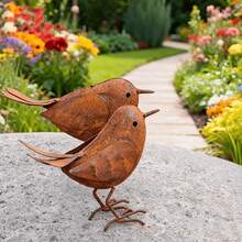 1/2 Stücke Vintage Metall Garten Vogel Statue - Rustikale Outdoor Kleine Vogel Dekoration, Freistehende Vogel-förmige Garten Ornament, Eisen Kunst Outdoor Dekoration geeignet für Blumenbeete, Terrassen und Rasenflächen, Bauernhof Yard Skulptur - Metallvogel - Übersicht 6
