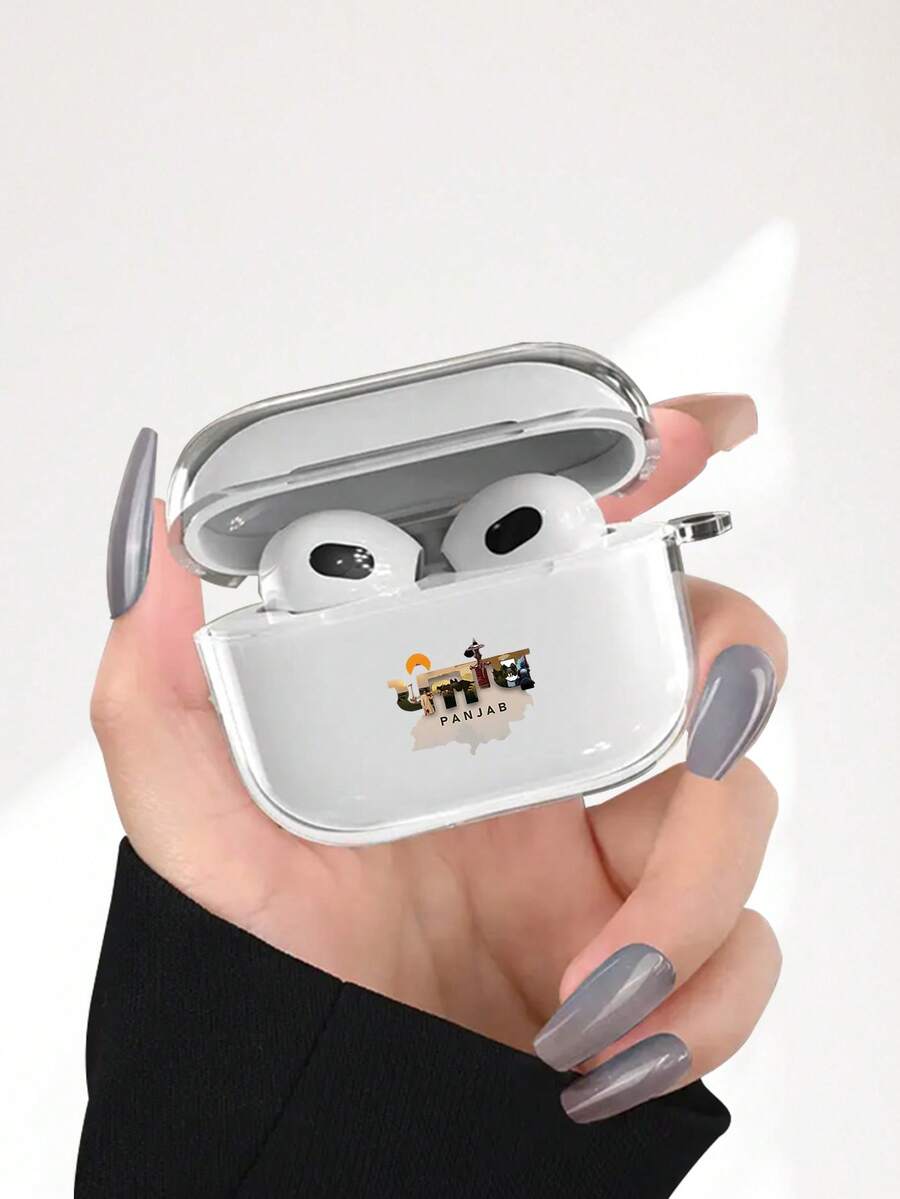 Travel 1pc Map Pattern Transparent Earphone Case, Fashionable And Versatile, Suitable For AirPods2/3/4/Pro/Pro2/Pro3, Suitable As Birthday Or Holiday Gift For Family And Friends - Clear - View 1