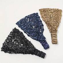1pc Women's Fashion Crochet Headband With Faux Pearl And Hollow Design, Made Of Elegant Lace And Satin Elastic Fabric, Perfect For Special Occasions, Parties And Daily Wear - Multicolor - View 4