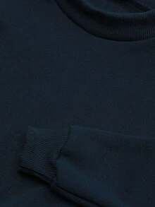 Set Of 2 Women's Plain Crew Neck Fleece Sweatshirts In Various Colors - Navy Blue - View 4
