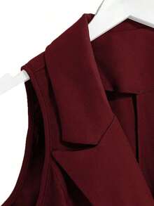 Chaleco de mujer con diseño de corbata de unicolor y de moda - Burdeos - Ver 5