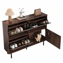 Narrow Shoe Cabinet With 3 Doors, With Shelf For Pet Toys, Shoe Rack, Shoe Storage, For Use In The Hallway. - Alami - View 3