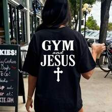 Christian Gym T-Shirt, Gym And Jesus T-Shirt, Workout T-Shirt, Faith Fitness Sweatshirt, Faith Sweater For Bodybuilding, Faith Women's Weightlifting Gift, Fashionable Summer Vibes T-Shirts,  Tops And T-Shirts. - 黑色 - 查看 1