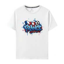France National Team Jersey For The 2026 World Cup, Short Sleeve, Graffiti Style, Modern, Pure Cotton, Unisex, Fan Clothing - 黑色 - 查看 2