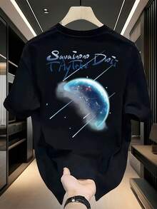 Camiseta de manga corta para hombre,% algodón, de marca de moda, estilo moderno, talla, versátil y casual, adecuada para todas las estaciones. Se puede usar como capa base en primavera y otoño o sola en verano. Estilo unisex, perfecta para amigos. Camiseta de marca de moda,% algodón y de alta calidad. - Negro - Ver 11