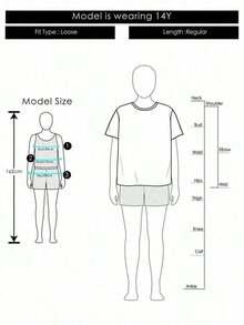 Camiseta Casual de Corte Holgado con Estampado de Letras y Cuello Redondo para Niñas, Estilo Urbano, Adecuada para Primavera y Verano  blusas para mujer ropa - Albaricoque - Ver 7