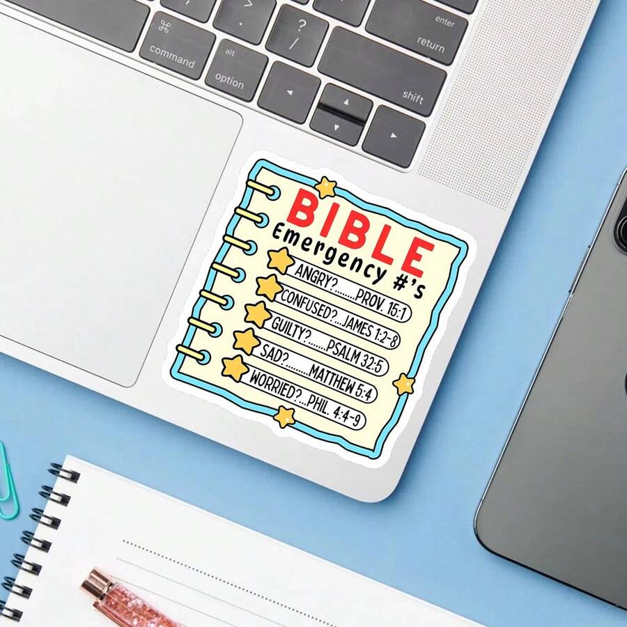 1 pieza Pegatina de vinilo con lista de recordatorios inspiradores, calcomanía de notas de estado de ánimo positivo resistente al agua con diseño de página de cuaderno lindo y estrella para decorar portátil, botella de agua, cuaderno, diario y equipaje - S2195 - Ver 1