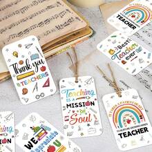 50pcs Teacher's Day Gift Tags With Jute Rope, Thank You Teacher Hanging Tags For Gift Packaging And Party Decoration, Perfect For Graduation Season, Teacher's Day, Birthday And Other Occasions - Multicolor - View 1