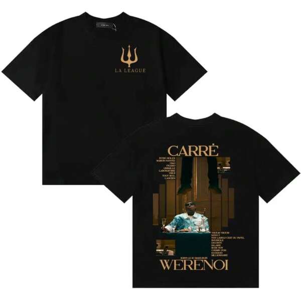 T-shirts style vintage Rapper WeRenoi Diamant Noir pour hommes et femmes. T-shirt pour fans Y2K, style décontracté oversize à manches courtes, streetwear pour adolescents