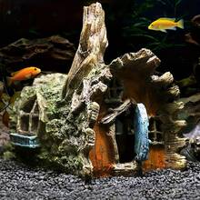 Décoration d'aquarium en forme d'arbre naturel avec grande caverne - abri parfait, convient pour les poissons, les crevettes et les tortues, cachette pour les animaux aquatiques, conception de texture de bois factice - Aquarium joyeux - Voir 7