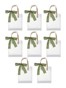 Matte Plastic Gift Bags With Sturdy Handles And Ribbon Bow - Reusable Celebration Bags For Weddings, Christmas, Birthday Parties, Events - Bulk Packs Suitable For Hotel Guests, Gift Bags - Multicolor - View 4