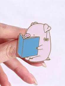 Immersive Reading Pig Enamel Pin Pink With Book Design Suitable For Introverted Bookworms Daily Wear Classroom Decor - Multicolor - View 7