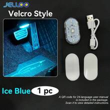 JELLOO 7 couleurs Éclairage d'ambiance de voiture à capteur tactile, 6 perles LED lumineuses, Lumière de nuit LED de voiture rechargeable par USB, Accessoires automobiles - Taille Unique - Voir 14