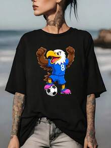 Camiseta Casual Football Eagle Power 8, Regalo Unisex para Familia y Espíritu de Equipo, Camiseta Ligera, Suave y Elástica con Estampado - Negro - Ver 7