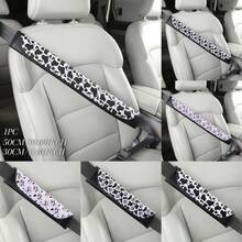 1PC Carbon Fiber Texture PU Leather Car Seat Belt Shoulder Pad Cover – Cow Print Pattern, 30cm/50cm Optional, Soft & Comfortable, Universal Design For Adults, Kids & Pets – Adds Cute Aesthetic For Road Trip & Daily Commute – Easy Installation, Auto Interior Accessories - A - View 11