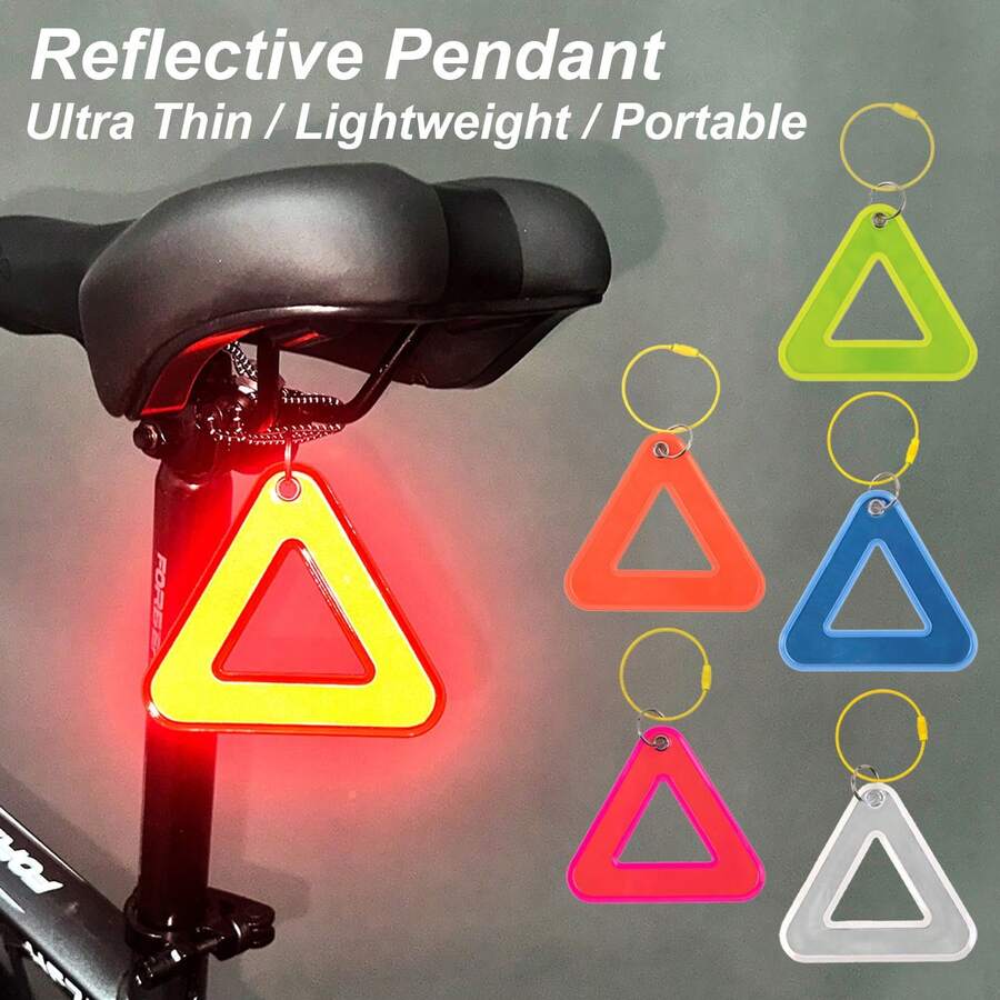 Segitiga Reflektor Sepeda untuk Sepeda Balap, Tanda Reflektif, Gantungan Tas, Tanda Peringatan, Segitiga Peringatan Bersepeda Malam Hari, Lembaran Reflektif Kecerahan Tinggi, Liontin untuk Ransel, Tas, Sepeda