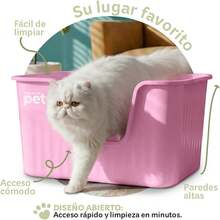 ESQUIMAL Cat Litter Box With Scoop, High Walls (Gray, Large) - 粉紅色的 - 查看 2