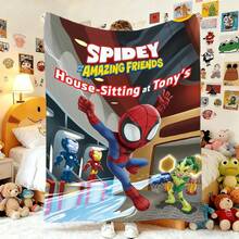 1pcs M Arvel S Pidey And His Amazing Friends House-Sitting At Tony's Fleece Blanket Versatile Multi-Purpose Soft Cozy Throw Blanket For Sofa Bed Living Room Couch Travel Camping Office Nap Car Decorative Warm Cartoon Plush Blanket Fans Gift - Nhiều màu - Xem 1