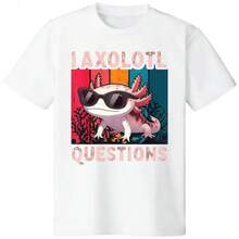 I Axolotl Questions Retro Graphic T-Shirt For Men And Women – Fun Casual Short Sleeve T-Shirt With Bold And Colorful Design, Crew Neck, Soft And Stretchy Fabric, Perfect For Summer, Fashionable T-Shirts - 白色 - 查看 5