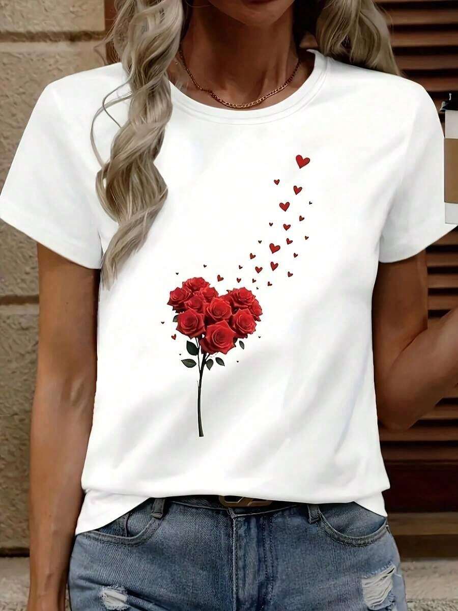 Bestselling, Versatile, And Figure-Flattering Pure Cotton Short-Sleeve T-Shirt. A Great Style, Newly Launched In 2026. A Loose-Fitting Plus-Size Top With A Unique Summer Design. This 100% Pure Cotton, Thick, Black And White T-Shirt Features A  Graphic And Letter Print. A Unisex Short-Sleeve Style. A New Arrival For Spring, Summer, And Fall. Breathable And Comfortable, With A Simple And Versatile Streetwear Style, Perfect For Matching Couple Outfits. - 白色 - 查看 1