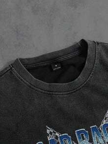 Camiseta de manga corta casual de verano para hombres con estampado gráfico de letras y autos, para amigos - Gris Oscuro - Ver 4