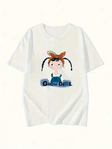Camisetas Vintage de Calidad Premium: Elegantes Camisetas de Manga Corta para Niñas Pequeñas, Blancas, de Verano, Versátiles, Holgadas, Bonitas, 100% Algodón Vintage. - Blanco - Ver 4