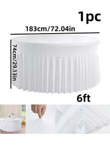 1 pieza Mantel redondo de poliéster, de 4 pies/5 pies/6 pies, lavable a máquina, resistente a las arrugas, falda de mantel elástica, plegable, adecuado para diferentes mesas de comedor, apto para eventos, bodas, banquetes, fiestas y comidas al aire libre, reutilizable. - Multicolor - Ver 14
