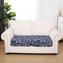 hyha - Fundas de cojín estampadas para sofá fundas de sofá con estampado floral lavables para sofá de 2 cojines fundas de cojín elásticas para exteriores para muebles de patio con parte inferior - Azul marino - Ver 6
