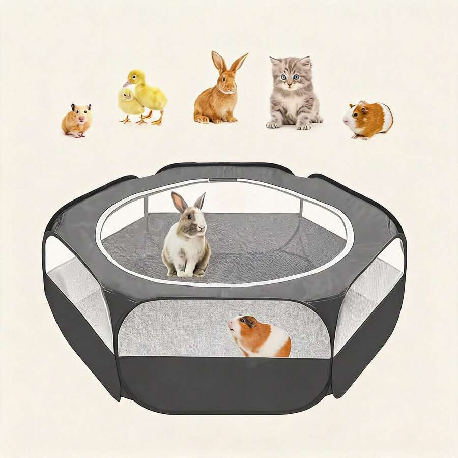 小型宠物游戏围栏，带拉链顶盖，便携式户外庭院围栏，适用于小猫、小狗、仓鼠、兔子和豚鼠
