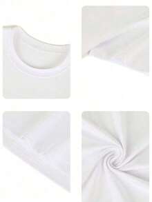 1 Piece Of White Short-Sleeved T-Shirt With A Round Neck, Casual Summer Style With A Fruit Print, Loose And Multifunctional, Ideal For Everyday Wear. 180g 100% Cotton. - 白色 - 查看 4
