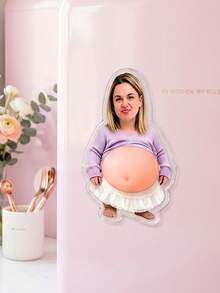 1 pieza Imán de nevera personalizado divertido y lindo con diseño de barriga, imán de foto acrílico irregular personalizado, diseño creativo, decoración de cocina, regalo de anuncio de embarazo, regalo de pareja humorístico, múltiples estilos de barriga recuerdo familiar, tiras de fotos magnéticas - Multicolor - Ver 18