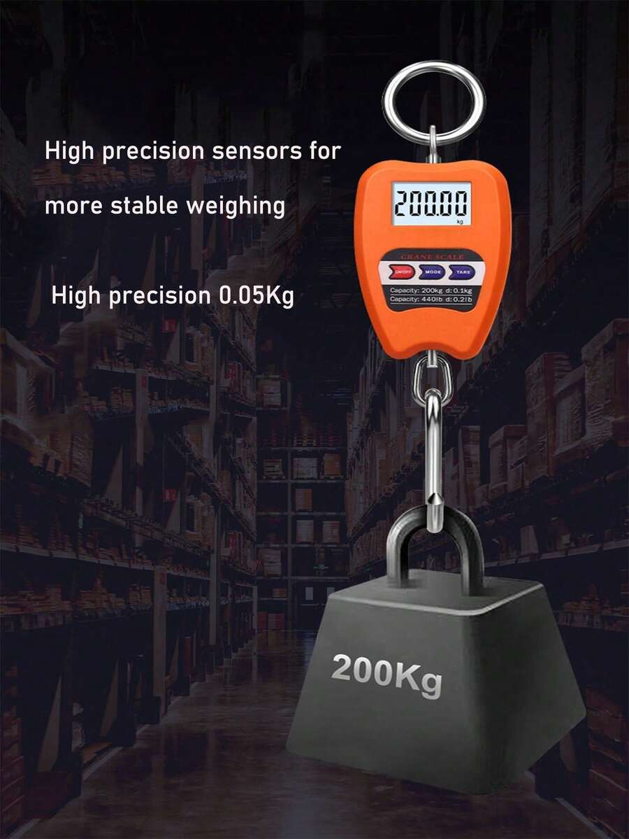 GOTURE 1 pieza Báscula electrónica portátil de alta precisión -0,05 kg Pesaje preciso, Báscula de gancho portátil/Báscula de equipaje, Cambio de unidad/Gancho de acero inoxidable de alta resistencia - Naranja - Ver 1