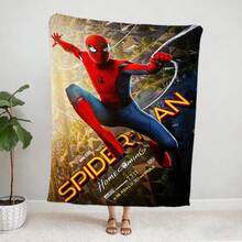 1pc S-Pider-Man Print Blanket,Retro Cartoon Style Throw Blanket,Cartoon Character Printed Blanket,All-Season Universal Nap Blanket,Character Home Decor Blanket,Modern Fashion Gift Suitable For Home Bedroom Bed Sofa Office Lunch Break Cover Picnic Blanket - Multicolor - View 2