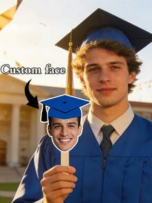 Custom Personalized Graduation Face Cutouts On Sticks, Custom Graduation Bachelor's Cap Photo Fan, Class Of 2026 Grad Photo Booth Props, Congrats Grad Fans Grad Party Favors, DIY Photo Frame For Graduation Party Souvenirs,Customized Gift, Graduation, Graduation Gift, Graduation Decor, Customizable Item, Party Favor, Essential For Graduation Party Decoration - Multicolor - View 8