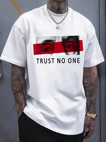 Camiseta de hombre estampada a la moda, de corte sencillo que realza las características masculinas, combinando colores sólidos con estampados vibrantes, cómoda y transpirable, un clásico esencial para el verano. - Blanco - Ver 1