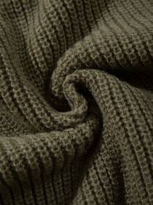 Men's Solid Color Loose Comfortable Textured Neutral Style Unisex Slouchy Textured Polo Collar Long Sleeve Sweater Autumn/Winter - Green - View 11