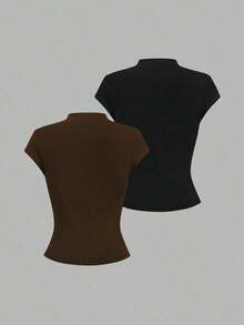 Nueva camiseta de unicolor para primavera/verano, minimalista y versátil, adecuada para ir al trabajo y uso diario - Multicolor 2 - Ver 2