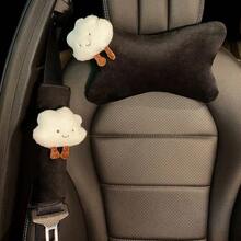 Almohada de felpa suave para el cuello del coche, reposacabezas de vehículo en forma de hueso, cojín de asiento de cintura, accesorios de Interior de coche con nube de dibujos animados bonitos - Juego de 2 piezas - Ver 3